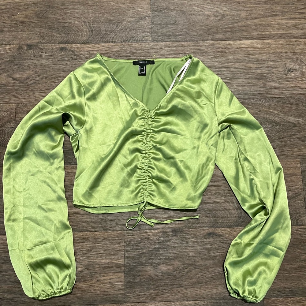 Forever 21 Satin Ruched Blouse